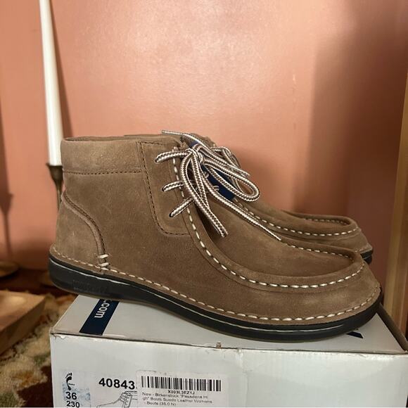 Birkenstock Pasadena High Chukka Boots Moccasins Taupe Suede Leather NEW Size 36 - Picture 1 of 8